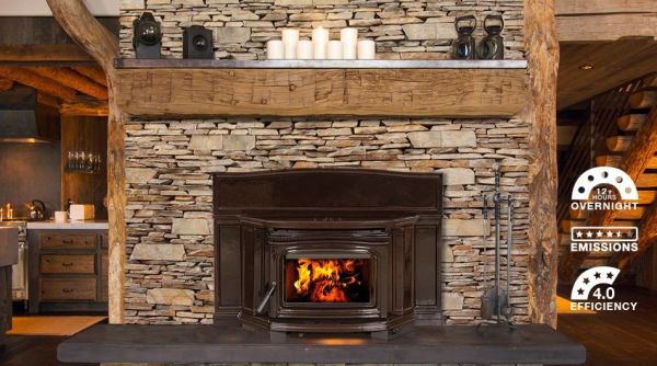 Alderlea T5 Inbuilt wood heater Majeloca Brown Enamel finish